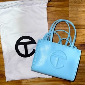Brand new telfar small shopping bag in pool blue - limited edition